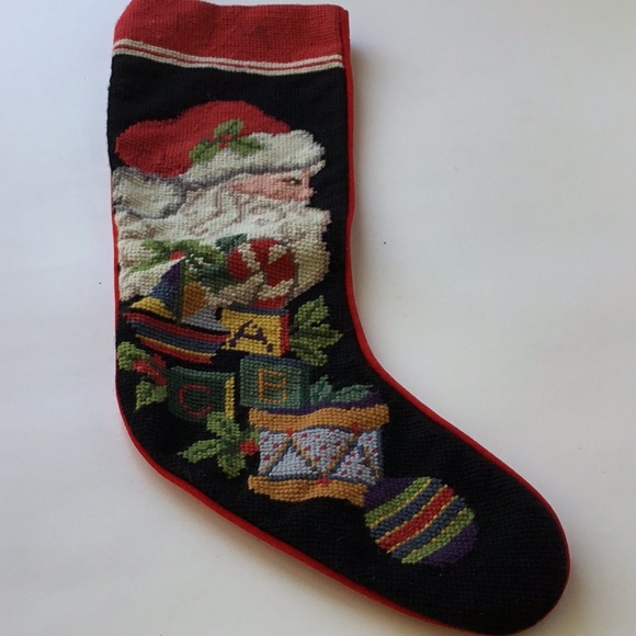 Peking Handicraft Needlepoint Santa Christmas Sock - Picture 2 of 16